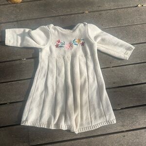 Hanna Andersson White Dress with Floral Embroidery